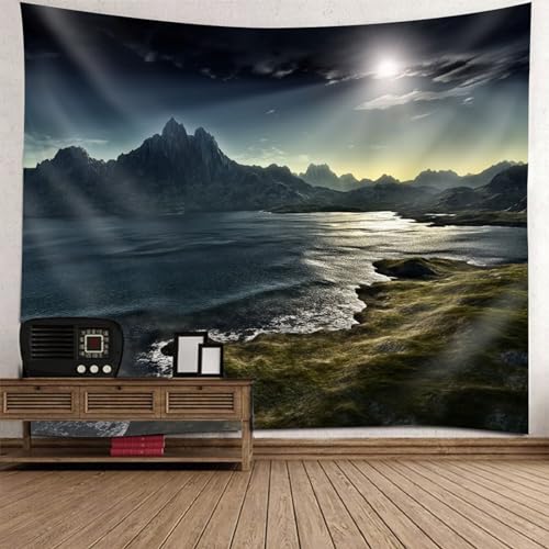 Tolldek Wandteppich Grau 150 x 130 cm, Natur Landschaft Wandbehang Sonnenschein Meer Berg Tapisserie Wandbehang Wandbehänge für Wohnzimmer Schlafzimmer Wohnheim Wanddeko Tolldek Wandteppich Grau 150 x 130 cm, Natur Landschaft Wandbehang Sonnenschein Meer Berg Tapisserie Wandbehang Wandbehänge für Wohnzimmer Schlafzimmer Wohnheim Wanddeko von Tolldek