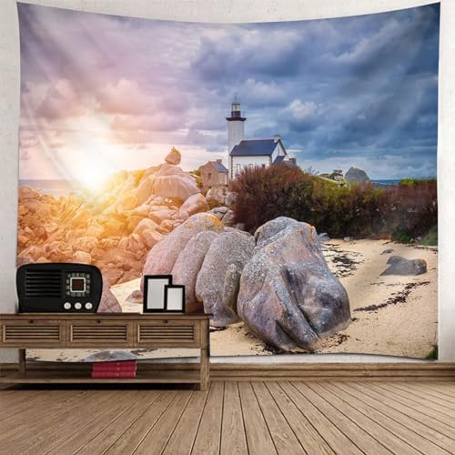 Tolldek Wandteppich Grau Blau 300 x 256 cm, Natur Landschaft Tapisserie Wandbehang Sonnenaufgang Felsenhaus Wandtuch Wandtücher für Wohnzimmer Dekor, Schlafzimmer Tolldek Wandteppich Grau Blau 300 x 256 cm, Natur Landschaft Tapisserie Wandbehang Sonnenaufgang Felsenhaus Wandtuch Wandtücher für Wohnzimmer Dekor, Schlafzimmer von Tolldek