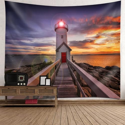 Tolldek Wandteppich Grau Braun Orange 200 x 200 cm, Natur Landschaft Tapisserie Wandbehang Meeresufer Leuchtturm Wandbehang Wandbehänge für Schlafzimmer Tolldek Wandteppich Grau Braun Orange 200 x 200 cm, Natur Landschaft Tapisserie Wandbehang Meeresufer Leuchtturm Wandbehang Wandbehänge für Schlafzimmer von Tolldek