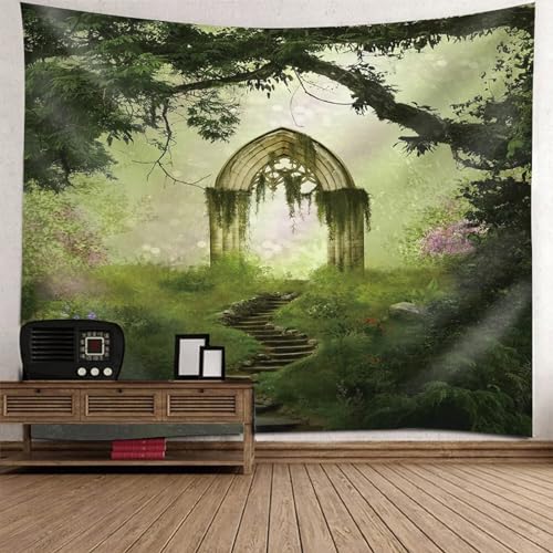Tolldek Wandteppich Grün 200 x 200 cm, Natur Landschaft Tapisserie Treppe Arch Baum Wandtuch Wandtücher für Schlafzimmer Wohnzimmer Kinderzimmer Tolldek Wandteppich Grün 200 x 200 cm, Natur Landschaft Tapisserie Treppe Arch Baum Wandtuch Wandtücher für Schlafzimmer Wohnzimmer Kinderzimmer von Tolldek