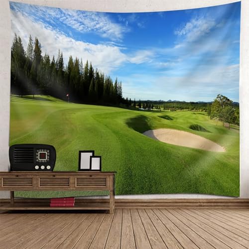 Tolldek Wandteppich Grün Blau 300 x 256 cm, Natur Landschaft Tapisserie Grasland Wandtuch Wandbehänge für Tischdecke Schlafzimmer Decor von Tolldek