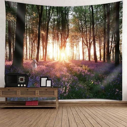 Tolldek Wandteppich Grün Braun Lila 200 x 200 cm, Landschaft Natur Tapisserie Wandbehang Baum Lila Blumen Wandtuch Wandtücher für Wohnzimmer Dekor Tolldek Wandteppich Grün Braun Lila 200 x 200 cm, Landschaft Natur Tapisserie Wandbehang Baum Lila Blumen Wandtuch Wandtücher für Wohnzimmer Dekor von Tolldek