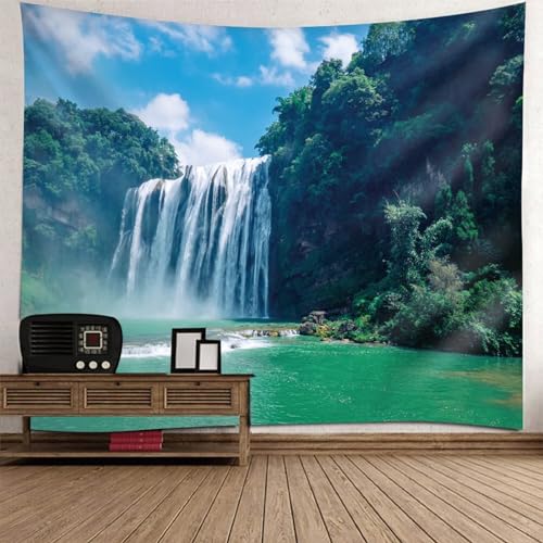 Tolldek Wandteppich Grün Weiß 150 x 130 cm, Natur Landschaft Wandteppiche Wasserfall Baum Tapisserie Wandtücher Zubehör für Schlafzimmer Wohnzimmer Kinderzimmer Tolldek Wandteppich Grün Weiß 150 x 130 cm, Natur Landschaft Wandteppiche Wasserfall Baum Tapisserie Wandtücher Zubehör für Schlafzimmer Wohnzimmer Kinderzimmer von Tolldek