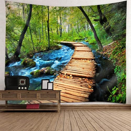 Tolldek Wandteppich Landschaft Natur 150 x 150 cm, Baum Bach Hölzerner Pfad Wandteppiche Grün Braun Grau Wandbehang Hausdekor mit Art Nature Dekorationen Tolldek Wandteppich Landschaft Natur 150 x 150 cm, Baum Bach Hölzerner Pfad Wandteppiche Grün Braun Grau Wandbehang Hausdekor mit Art Nature Dekorationen von Tolldek
