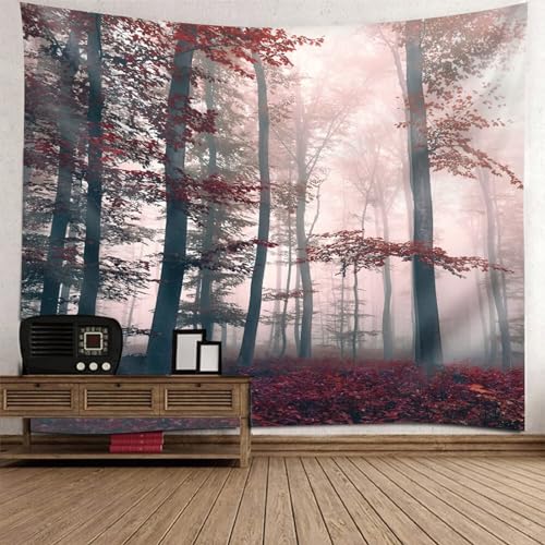 Tolldek Wandteppich Landschaft Natur 150 x 150 cm, Baum Wald Tapisserie Grau Rot Tapisserie Wandbehang Tapestry Dekoration für Wohnung Tolldek Wandteppich Landschaft Natur 150 x 150 cm, Baum Wald Tapisserie Grau Rot Tapisserie Wandbehang Tapestry Dekoration für Wohnung von Tolldek