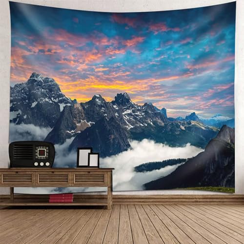 Tolldek Wandteppich Landschaft Natur 150 x 150 cm, Berg Sonnenuntergang Muscovitum Wandtuch Blau Orange Grau Wandbehang Hausdekor für Wohnzimmer, Wohndekor Tolldek Wandteppich Landschaft Natur 150 x 150 cm, Berg Sonnenuntergang Muscovitum Wandtuch Blau Orange Grau Wandbehang Hausdekor für Wohnzimmer, Wohndekor von Tolldek