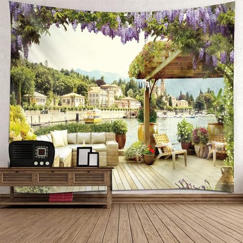 Tolldek Wandteppich Landschaft Natur 150 x 150 cm, Europäisch Terrasse Wandtuch Multicolor Wandteppiche Tapestry für Tischdecke Wohnzimmer Decor Tolldek Wandteppich Landschaft Natur 150 x 150 cm, Europäisch Terrasse Wandtuch Multicolor Wandteppiche Tapestry für Tischdecke Wohnzimmer Decor von Tolldek