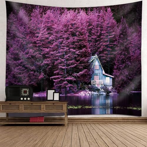 Tolldek Wandteppich Landschaft Natur 150 x 150 cm, Lila Blatt Baum See Wandtuch Lila Wandteppiche Hausdekor für Wohnzimmer, Schlafzimmer Tolldek Wandteppich Landschaft Natur 150 x 150 cm, Lila Blatt Baum See Wandtuch Lila Wandteppiche Hausdekor für Wohnzimmer, Schlafzimmer von Tolldek
