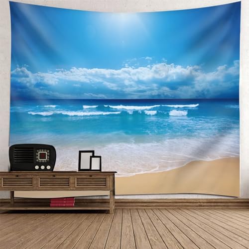 Tolldek Wandteppich Landschaft Natur 150 x 150 cm, Meer Strand Tapisserie Wandbehang Blau Tapisserie Hausdekor für Wohnzimmer, Wohndekor Tolldek Wandteppich Landschaft Natur 150 x 150 cm, Meer Strand Tapisserie Wandbehang Blau Tapisserie Hausdekor für Wohnzimmer, Wohndekor von Tolldek