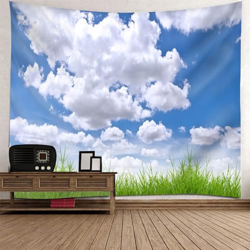 Tolldek Wandteppich Landschaft Natur 150 x 150 cm, Wolke Gras Wandtuch Blau Grün Wandteppiche Hausdekor Zubehör für Schlafzimmer Wohnzimmer Kinderzimmer Tolldek Wandteppich Landschaft Natur 150 x 150 cm, Wolke Gras Wandtuch Blau Grün Wandteppiche Hausdekor Zubehör für Schlafzimmer Wohnzimmer Kinderzimmer von Tolldek
