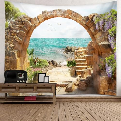 Tolldek Wandteppich Landschaft Natur 350 x 256 cm, Arch Meeresufer Wandtuch Multicolor Tapisserie Hausdekor für Tischdecke Schlafzimmer Decor Tolldek Wandteppich Landschaft Natur 350 x 256 cm, Arch Meeresufer Wandtuch Multicolor Tapisserie Hausdekor für Tischdecke Schlafzimmer Decor von Tolldek