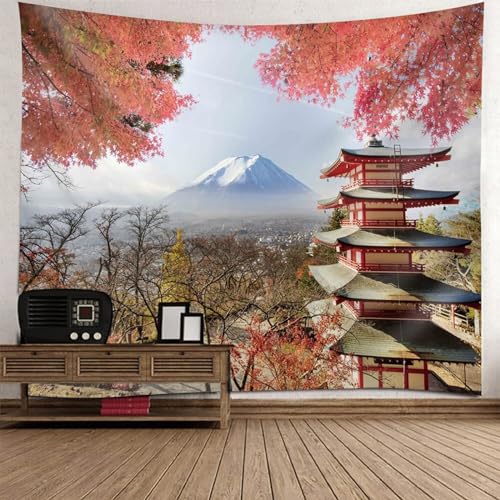 Tolldek Wandteppich Landschaft Natur Rose Grau, Tapisserie Gebäude Schneeberg Wandtuch Heimdekorationen für Tischdecke Schlafzimmer Decor, 210 x 140 cm von Tolldek