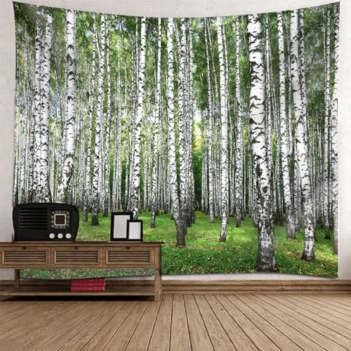 Tolldek Wandteppich Landschaft Natur Weiß Grau Grün, Wandbehang Weißpappel Baum Dschungel Tapisserie Heimdekorationen für Wohnzimmer Dekor, Schlafzimmer, 260 x 240 cm Tolldek Wandteppich Landschaft Natur Weiß Grau Grün, Wandbehang Weißpappel Baum Dschungel Tapisserie Heimdekorationen für Wohnzimmer Dekor, Schlafzimmer, 260 x 240 cm von Tolldek