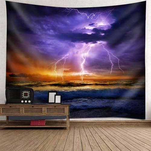 Tolldek Wandteppich Lila Braun 300 x 256 cm, Landschaft Natur Wandteppiche Blitzschlag Meer Tapisserie Wandtücher für Wohnzimmer Wanddeko Tolldek Wandteppich Lila Braun 300 x 256 cm, Landschaft Natur Wandteppiche Blitzschlag Meer Tapisserie Wandtücher für Wohnzimmer Wanddeko von Tolldek