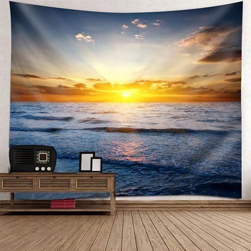Tolldek Wandteppich Natur Landschaft 150 x 150 cm, Meeresufer Sonnenaufgang Wandbehang Grau Blau Orange Tapisserie Tapestry für Wohnzimmer Kinderzimmer Tolldek Wandteppich Natur Landschaft 150 x 150 cm, Meeresufer Sonnenaufgang Wandbehang Grau Blau Orange Tapisserie Tapestry für Wohnzimmer Kinderzimmer von Tolldek
