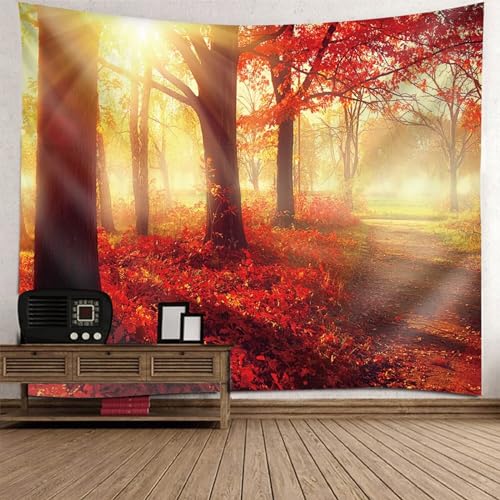 Tolldek Wandteppich Natur Landschaft 150 x 150 cm, Rot Blatt Baum Wandteppiche Rot Gelb Tapisserie Wandbehang Hausdekor für Wohnzimmer Wanddeko Tolldek Wandteppich Natur Landschaft 150 x 150 cm, Rot Blatt Baum Wandteppiche Rot Gelb Tapisserie Wandbehang Hausdekor für Wohnzimmer Wanddeko von Tolldek
