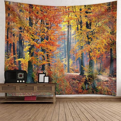 Tolldek Wandteppich Natur Landschaft 240 x 220 cm, Baum Wald Tapisserie Orange Tapisserie Wandbehang Hausdekor für Wohnzimmer Decor Tolldek Wandteppich Natur Landschaft 240 x 220 cm, Baum Wald Tapisserie Orange Tapisserie Wandbehang Hausdekor für Wohnzimmer Decor von Tolldek