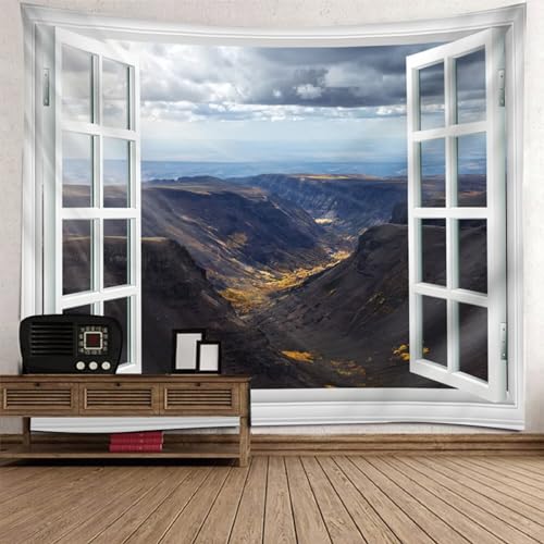 Tolldek Wandteppich Natur Landschaft 240 x 220 cm, Fenster Berg Wandteppiche Weiß Grau Blau Tapisserie Wandbehang Hausdekor für Schlafzimmer Tolldek Wandteppich Natur Landschaft 240 x 220 cm, Fenster Berg Wandteppiche Weiß Grau Blau Tapisserie Wandbehang Hausdekor für Schlafzimmer von Tolldek