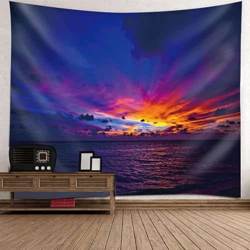 Tolldek Wandteppich Natur Landschaft 240 x 220 cm, Ozean Sonnenuntergang Tapisserie Dunkel Blau Orange Wandtuch Hausdekor Geeignet für Raumdekoration, Wanddekorationskunst Tolldek Wandteppich Natur Landschaft 240 x 220 cm, Ozean Sonnenuntergang Tapisserie Dunkel Blau Orange Wandtuch Hausdekor Geeignet für Raumdekoration, Wanddekorationskunst von Tolldek
