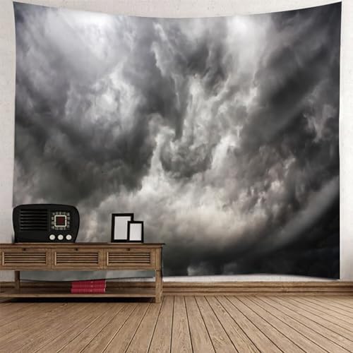 Tolldek Wandteppich Natur Landschaft 240 x 220 cm, Wolke Tapisserie Grau Weiß Wandteppiche Tapestry für Tischdecke Wohnzimmer Schlafzimmer Decor von Tolldek