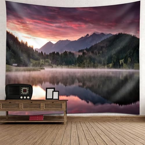 Tolldek Wandteppich Natur Landschaft 350 x 256 cm, See Baum Berg Tapisserie Lila Grün Tapisserie Wandbehang Tapestry für Wohnzimmer, Wohndekor Tolldek Wandteppich Natur Landschaft 350 x 256 cm, See Baum Berg Tapisserie Lila Grün Tapisserie Wandbehang Tapestry für Wohnzimmer, Wohndekor von Tolldek