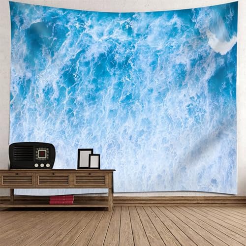 Tolldek Wandteppich Natur Landschaft Blau, Wandteppiche MeerStröme Wandtuch Tuch für Tischdecke Wohnzimmer Schlafzimmer Decor, 210 x 140 cm von Tolldek