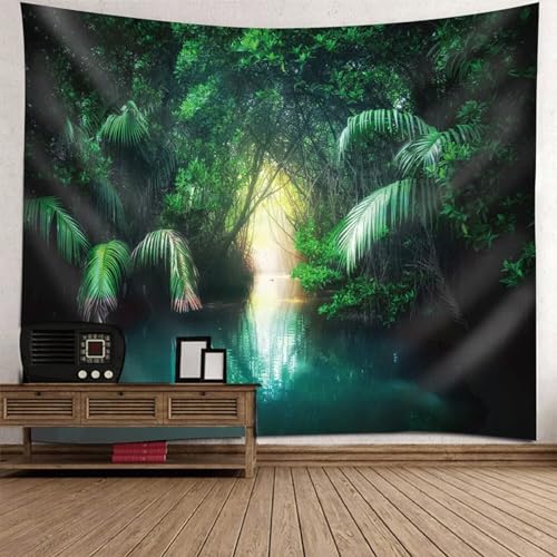 Tolldek Wandteppich Natur Landschaft Grün, Wandtuch Baum See Wandteppiche Heimdekorationen für Tischdecke Schlafzimmer Decor, 260 x 240 cm Tolldek Wandteppich Natur Landschaft Grün, Wandtuch Baum See Wandteppiche Heimdekorationen für Tischdecke Schlafzimmer Decor, 260 x 240 cm von Tolldek