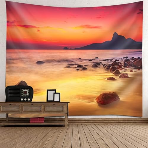 Tolldek Wandteppich Natur Landschaft Orange, Tapisserie Meeresufer Sonnenuntergang Tapisserie Wandbehang Heimdekorationen für Tischdecke Wohnzimmer Schlafzimmer Decor, 260 x 240 cm Tolldek Wandteppich Natur Landschaft Orange, Tapisserie Meeresufer Sonnenuntergang Tapisserie Wandbehang Heimdekorationen für Tischdecke Wohnzimmer Schlafzimmer Decor, 260 x 240 cm von Tolldek