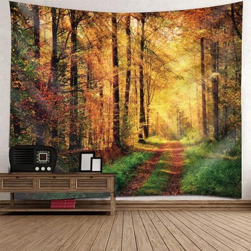Tolldek Wandteppich Natur Landschaft Orange Braun Grün, Tapisserie Sonnenschein Wald Baum Pfad Wandtuch Tuch für Wohnzimmer Dekor, 210 x 140 cm Tolldek Wandteppich Natur Landschaft Orange Braun Grün, Tapisserie Sonnenschein Wald Baum Pfad Wandtuch Tuch für Wohnzimmer Dekor, 210 x 140 cm von Tolldek