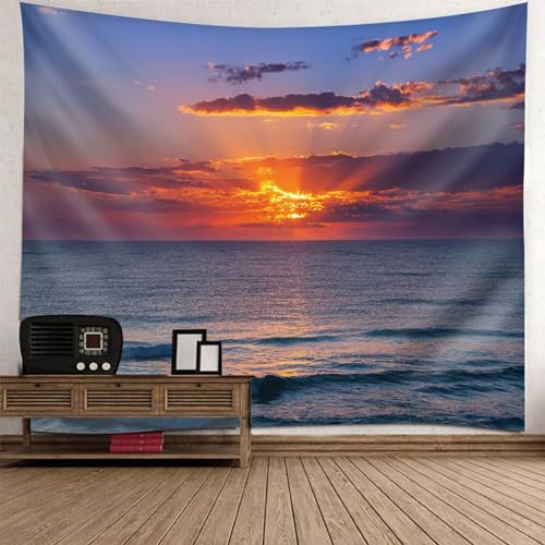 Tolldek Wandteppich Orange Blau 300 x 256 cm, Natur Landschaft Wandbehang Sonnenuntergang Meer Tapisserie Wandbehänge für die Wand in Wohnzimmerdekoration Tolldek Wandteppich Orange Blau 300 x 256 cm, Natur Landschaft Wandbehang Sonnenuntergang Meer Tapisserie Wandbehänge für die Wand in Wohnzimmerdekoration von Tolldek