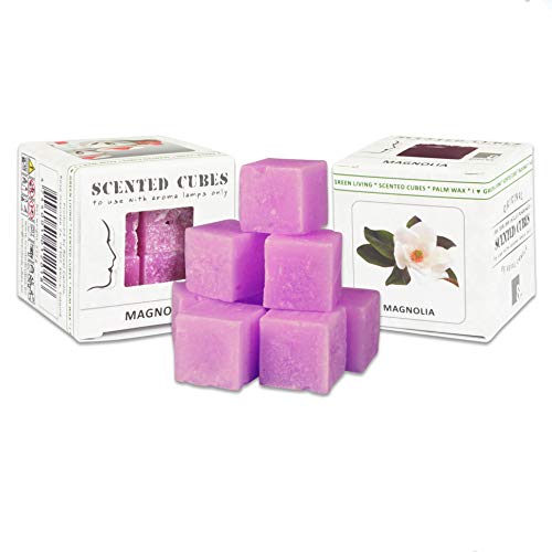 Duftwachs Aroma Würfel mit Keramik-Verdunster | Palmöl | Scented Cubes | 3x8 Duftwürfel Pack (24 Miniwürfel) in verschiedenen Düften | Duftkerze | Duft Würfel für Teelicht (Magnolie) von Tolle Idee