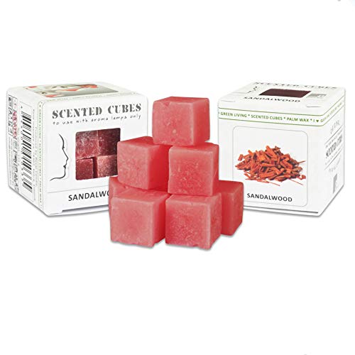 Duftwachs Aroma Würfel mit Keramik-Verdunster | Palmöl | Scented Cubes | 3x8 Duftwürfel Pack (24 Miniwürfel) in verschiedenen Düften | Duftkerze | Duft Würfel für Teelicht (Sandelholz) von Tolle Idee