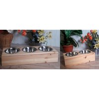 Futterbar Kiefer Mit Edelstahl Futternapf Welpen Kitten Hund Katze - 2 Bis 4 Näpfe Napfhalter 200Ml 350Ml Katzenmöbel von TollenseTatzen