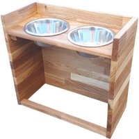Futterbar Mit Rückwand Eiche Edelstahl Futternapf Welpen Kitten Hunde Katzen - 2 Näpfe Napfhalter 200Ml 350Ml 750Ml Haustiermöbel von TollenseTatzen
