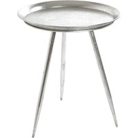 Metall Beitisch mit runder Tischplatte Silberfarben von Tollhaus