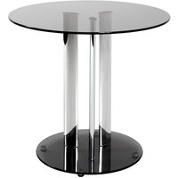Runder Glastisch auf Metall Säulengestell modern von Tollhaus