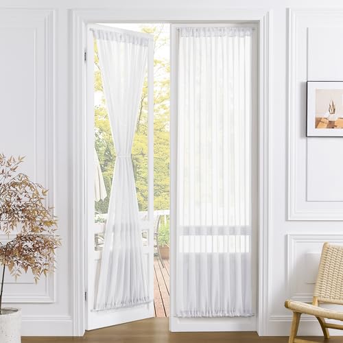 Tollpiz Sheer Door Curtains Closet Linen Textured Curtains Sheer Doorway Light Filtering Voile Rod French Door Pocket Curtain Patio Glass Door 63.5 cm X 183.9 cm Long, White, Set of 1 Panel Tollpiz Sheer Door Curtains Closet Linen Textured Curtains Sheer Doorway Light Filtering Voile Rod French Door Pocket Curtain Patio Glass Door 63.5 cm X 183.9 cm Long, White, Set of 1 Panel von Tollpiz