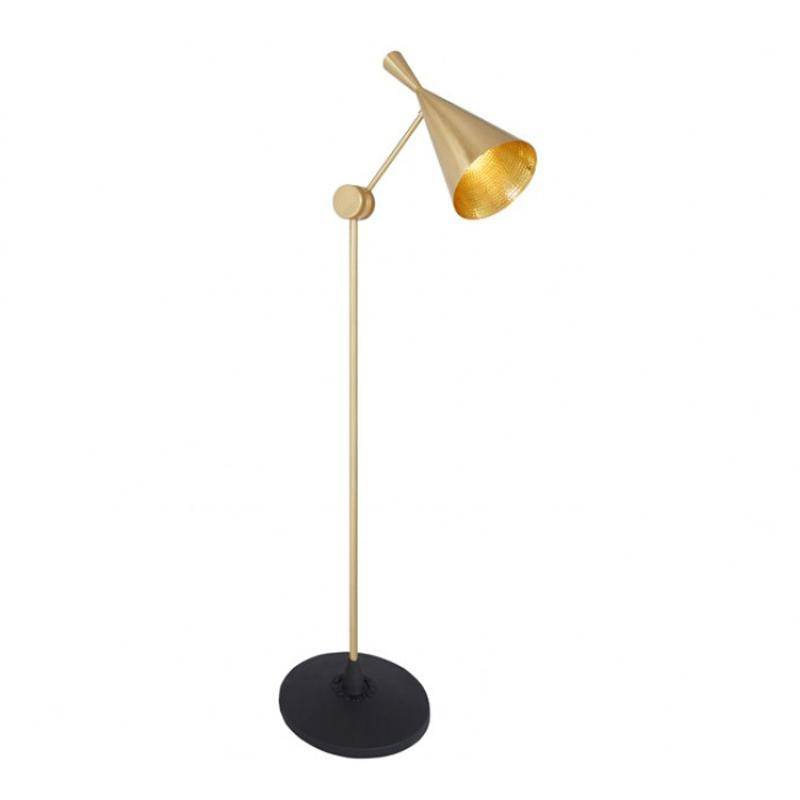 Tom Dixon - Beat Floor Brass Stehleuchte - messing/matt/BxH 59x168cm/Kabel schwarz von Tom Dixon