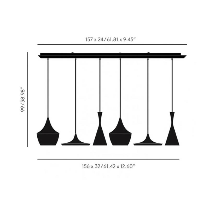 Tom Dixon Beat Range Linear Hängelampe 6fl weiß von Tom Dixon