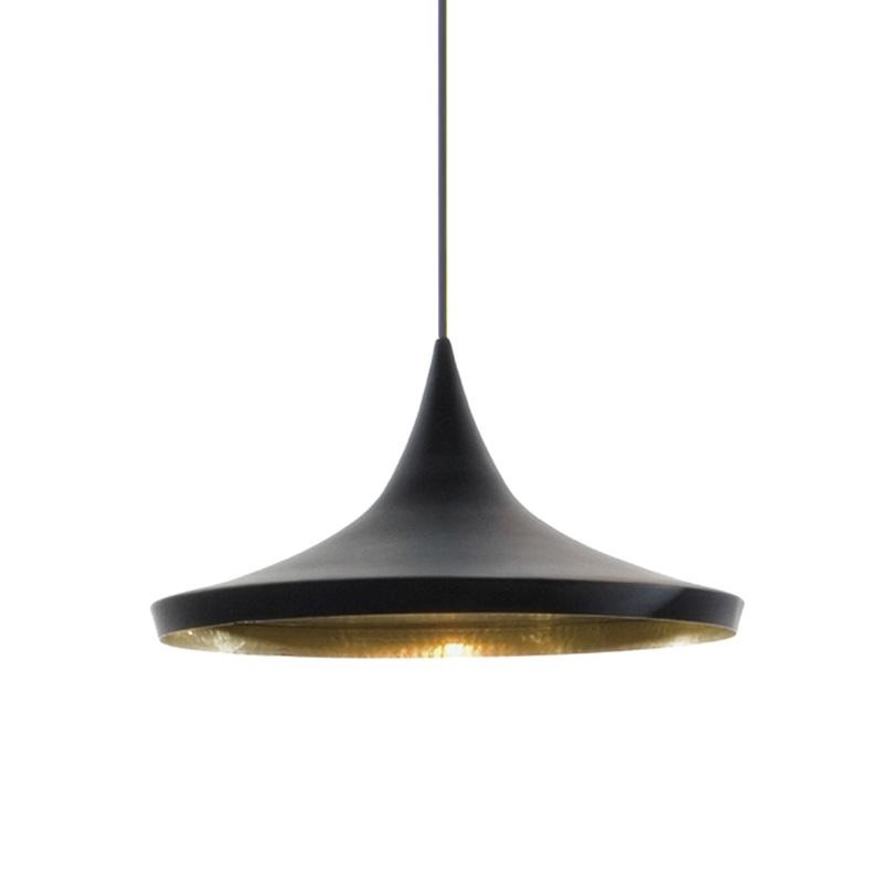 Tom Dixon - Beat Wide Pendelleuchte - schwarz/messing/lackiert/BxH 36x16cm/Kabel schwarz von Tom Dixon