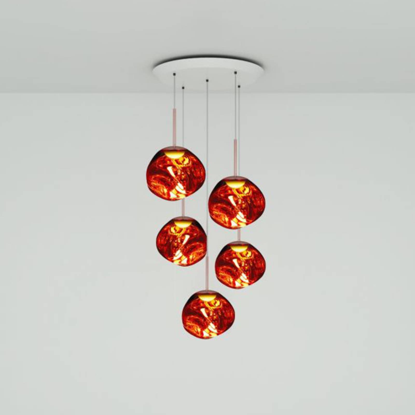 Tom Dixon Melt Mini Round Pendellampe 5fl kupfer von Tom Dixon