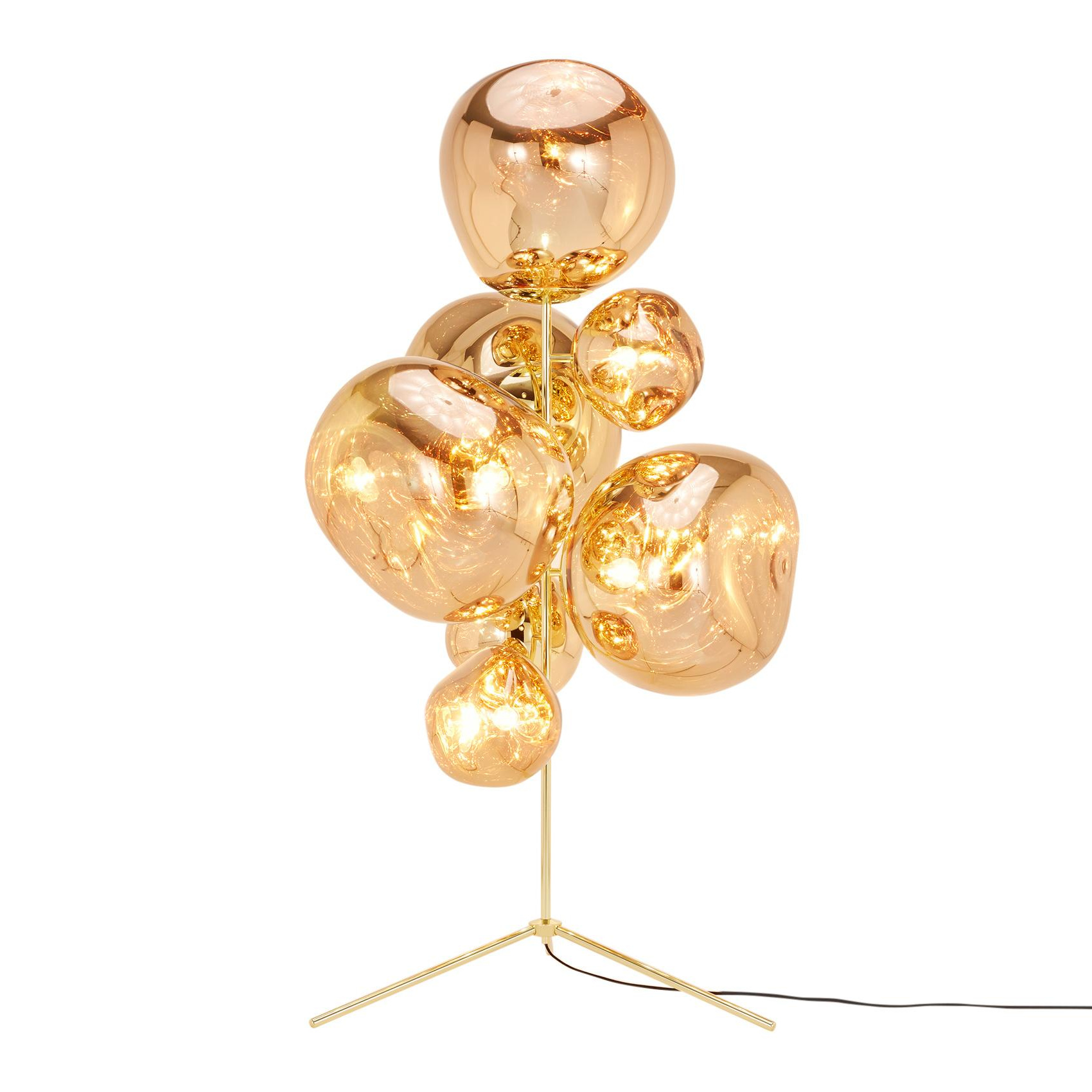 Tom Dixon - Melt Standkronleuchter - gold/LxBxH 85x87x175cm/schwarzes Kabel von Tom Dixon