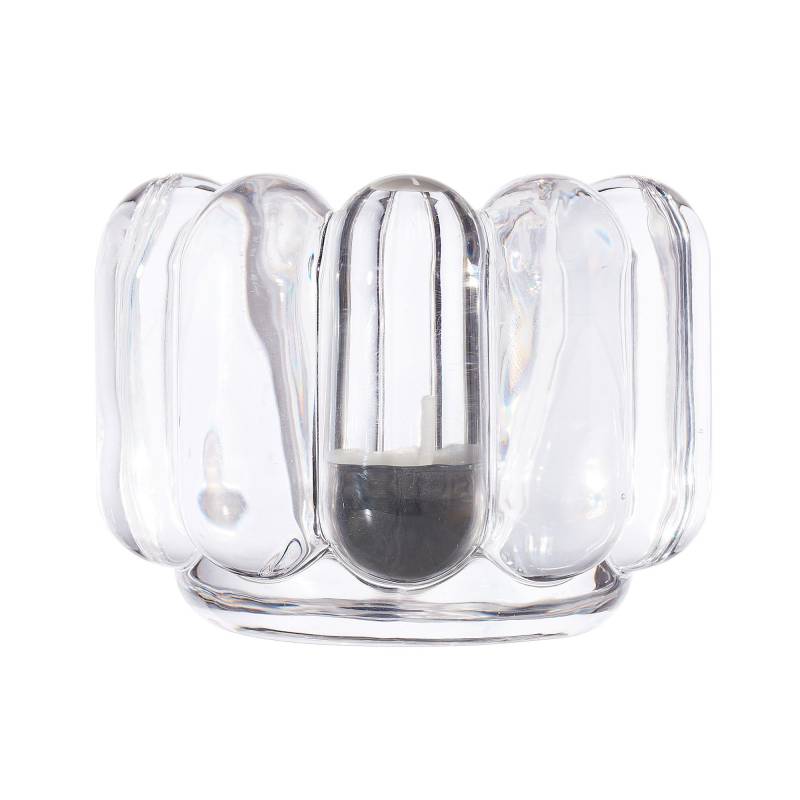 Tom Dixon - Press Teelichthalter Vertikal - transparent/H 7cm / Ø 9,5cm von Tom Dixon