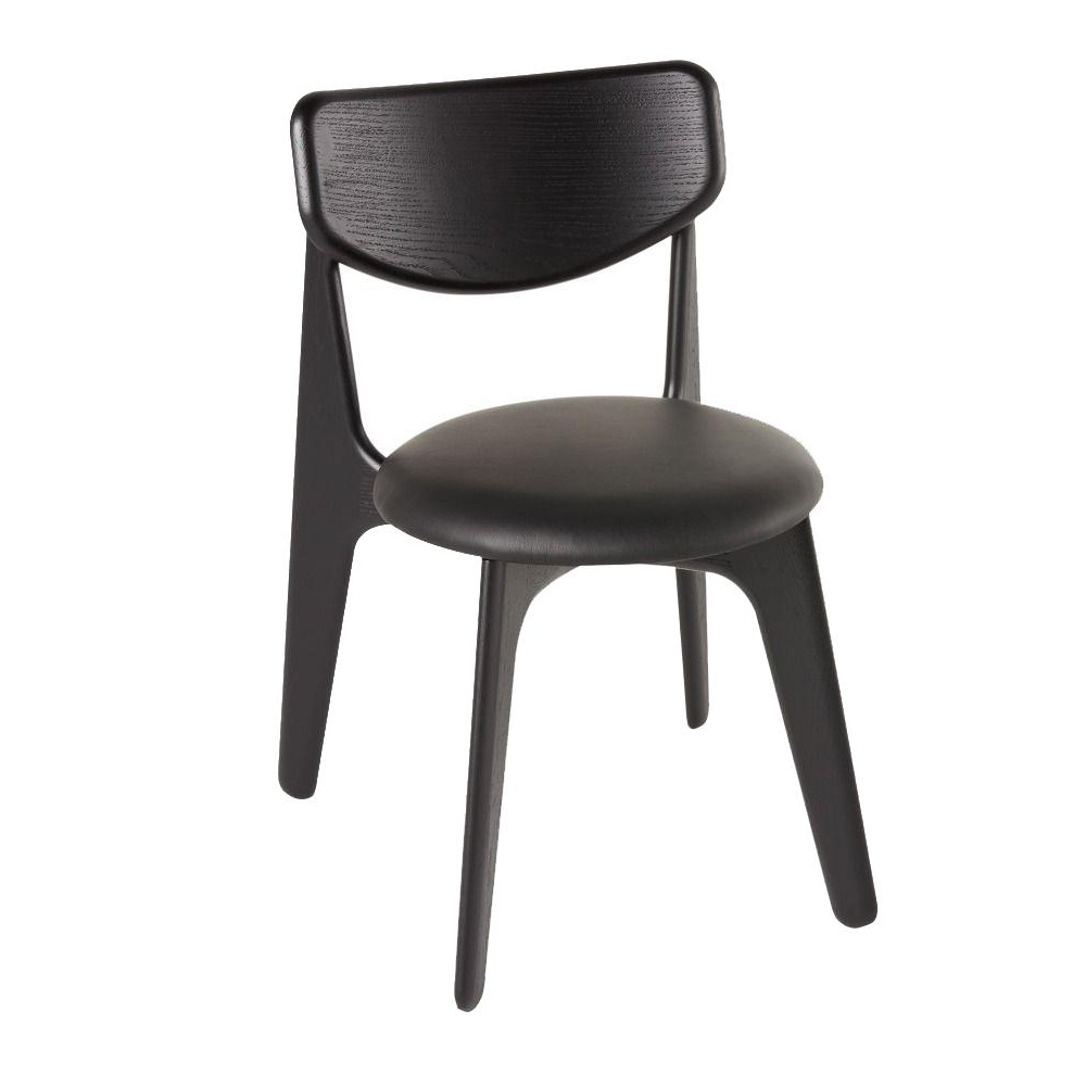 Tom Dixon - Slab Stuhl gepolstert - schwarz/Sitzfläche Leder/BxHxT 50x77x53cm von Tom Dixon