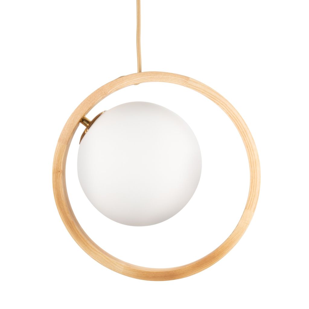 Tom Raffield - Loer Pendant - runde Pendelleuchte aus Holz und Glas von Tom Raffield