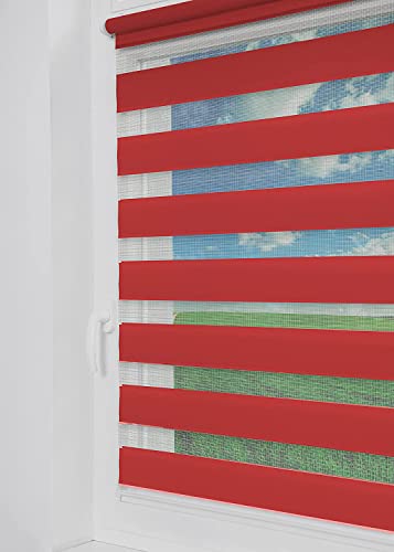 Tom'Shop® Doppelrollo [Rot, 100cm x 150cm] Duo Rollos für Fenster Klemmfix ohne Bohren mit Klämmträger Fensterrollo von Tom'Shop