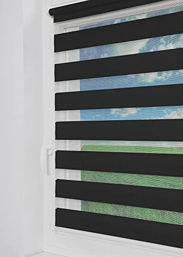 Tom'Shop® Doppelrollo [Schwarz, 100cm x 150cm] Duo Rollos für Fenster Klemmfix ohne Bohren mit Klämmträger Fensterrollo von Tom'Shop