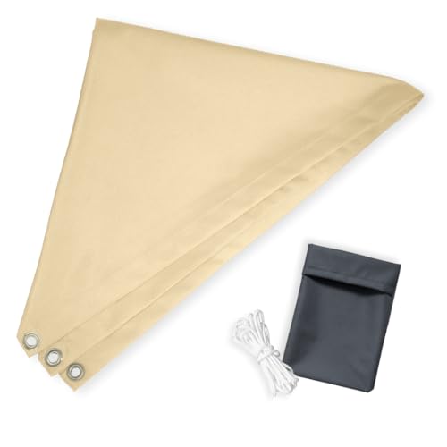 Tom'Shop Sonnensegel [Sand, Dreieck 3x3x3m] wasserabweisend Sonnenschutz Wetterschutz Outdoor Wetterbeständig für Patio Balkon Garten Terrasse Camping von Tom'Shop