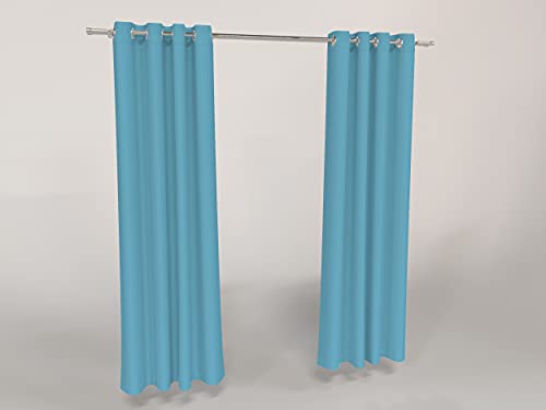 Tom'Shop Vorhänge [Blau, Ösen, 135cm x 240cm] 2er Set Vorhang für Schlafzimmer Wohnzimmer Babyroom Gardine mit Ösen/Tunnelband/Kräuselband von Tom'Shop