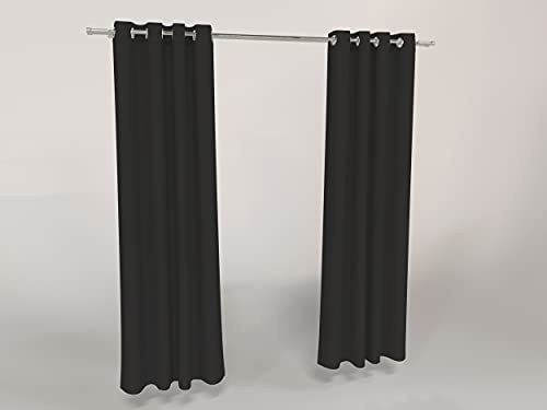 Tom'Shop Vorhänge [Schwarz, Ösen, 135cm x 215cm] 2er Set Vorhang für Schlafzimmer Wohnzimmer Babyroom Gardine mit Ösen/Tunnelband/Kräuselband von Tom'Shop